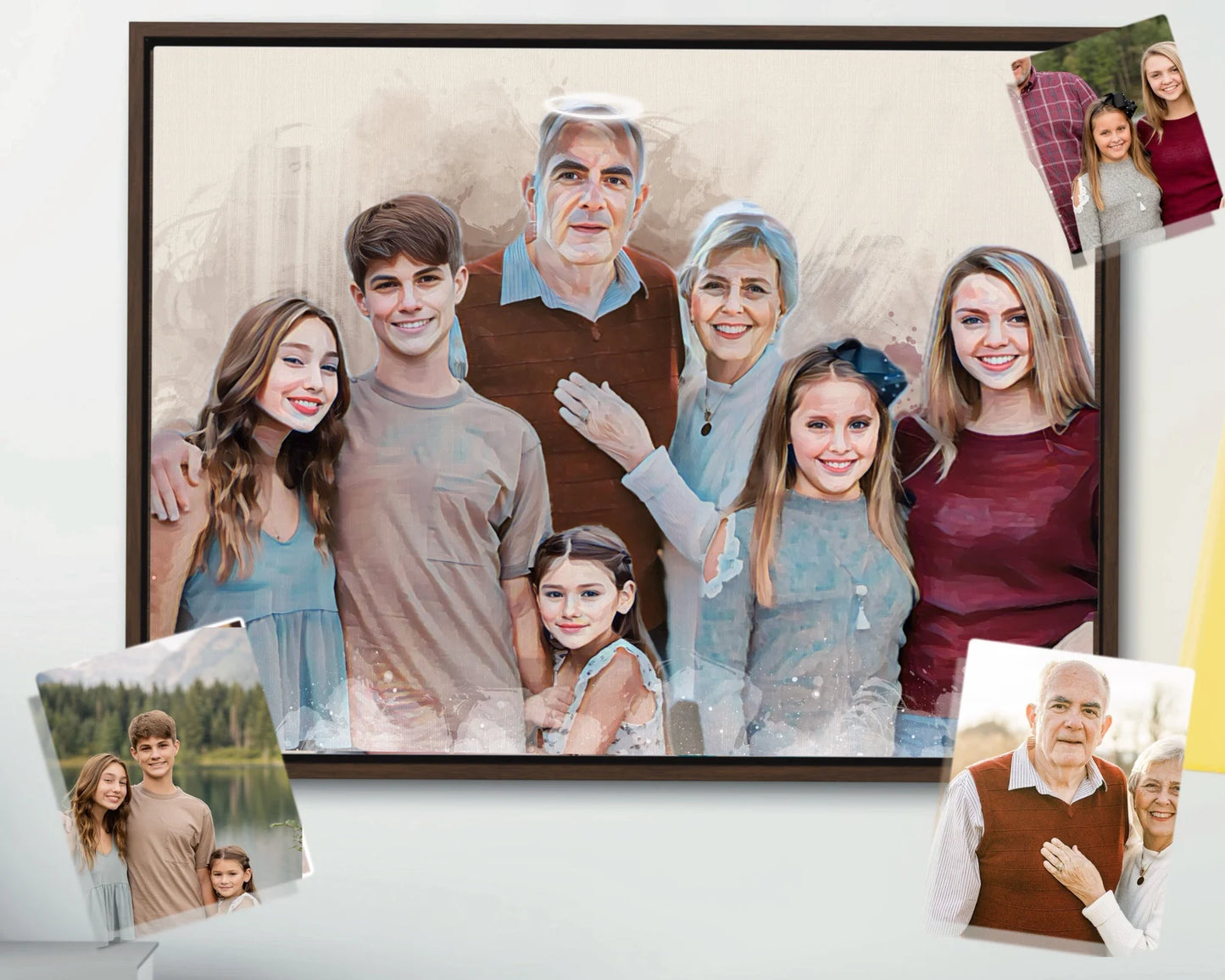 Retrato Conmemorativo en Estilo Pintura al Óleo – Une tus Recuerdos en un Solo Cuadro