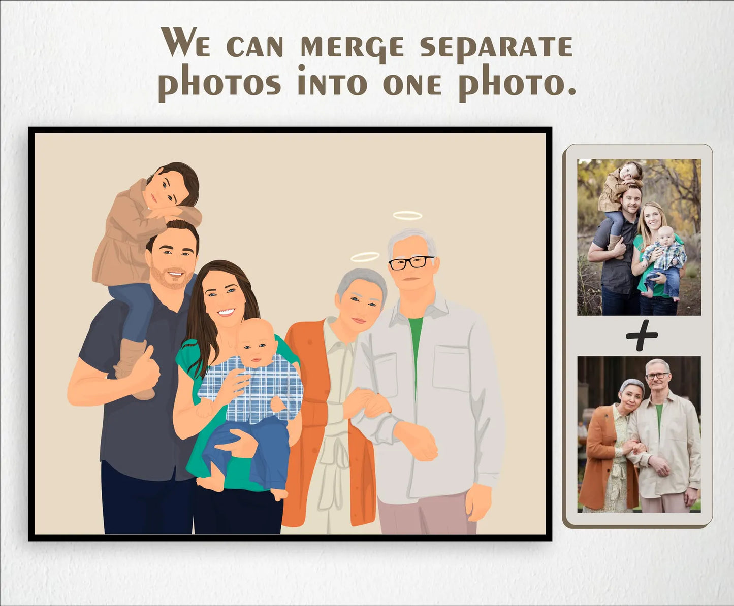 Retrato Familiar Personalizado sin Rostros – Ilustración Única desde tus Fotos