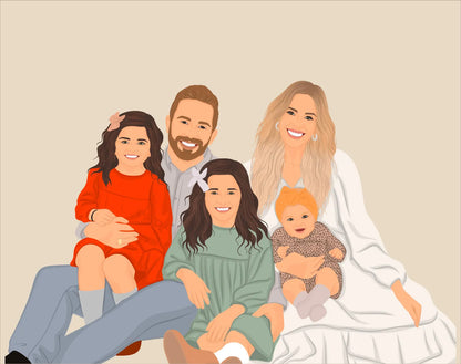 Retrato Familiar Personalizado sin Rostros – Ilustración Única desde tus Fotos
