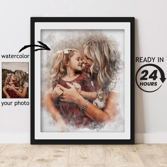 Retrato Personalizado en Acuarela – El Regalo Más Bonito para Mamá
